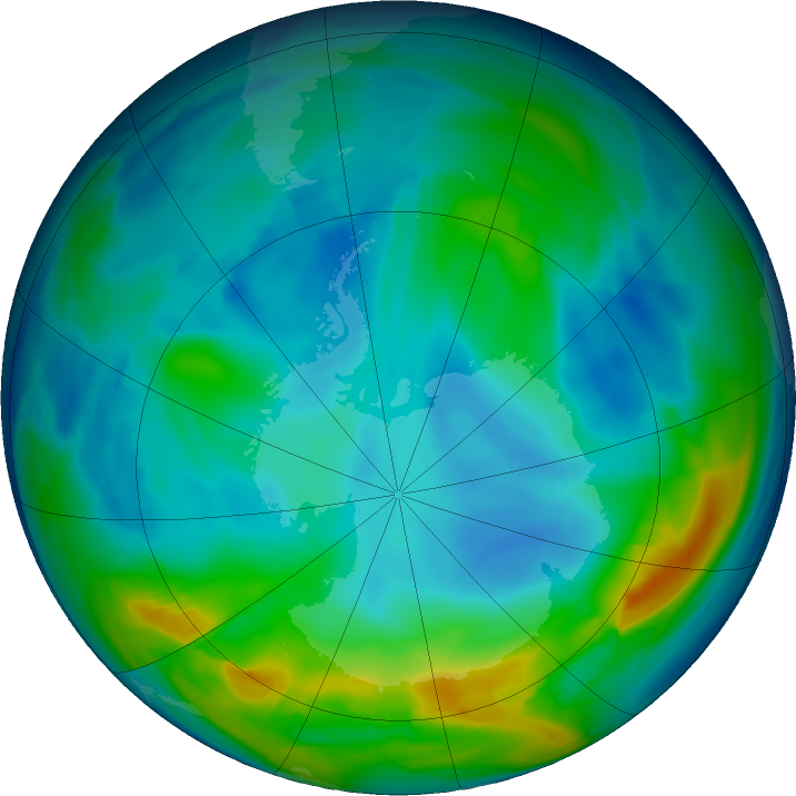 Antarctic ozone map for 01 June 2024